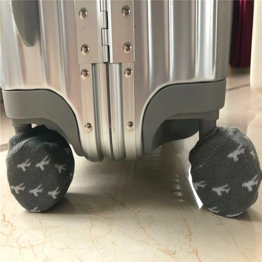 DraCra 8 Pack Luggage Wheel Cover Socks Full Wrap 2.6 x 3.1 inches, Grey