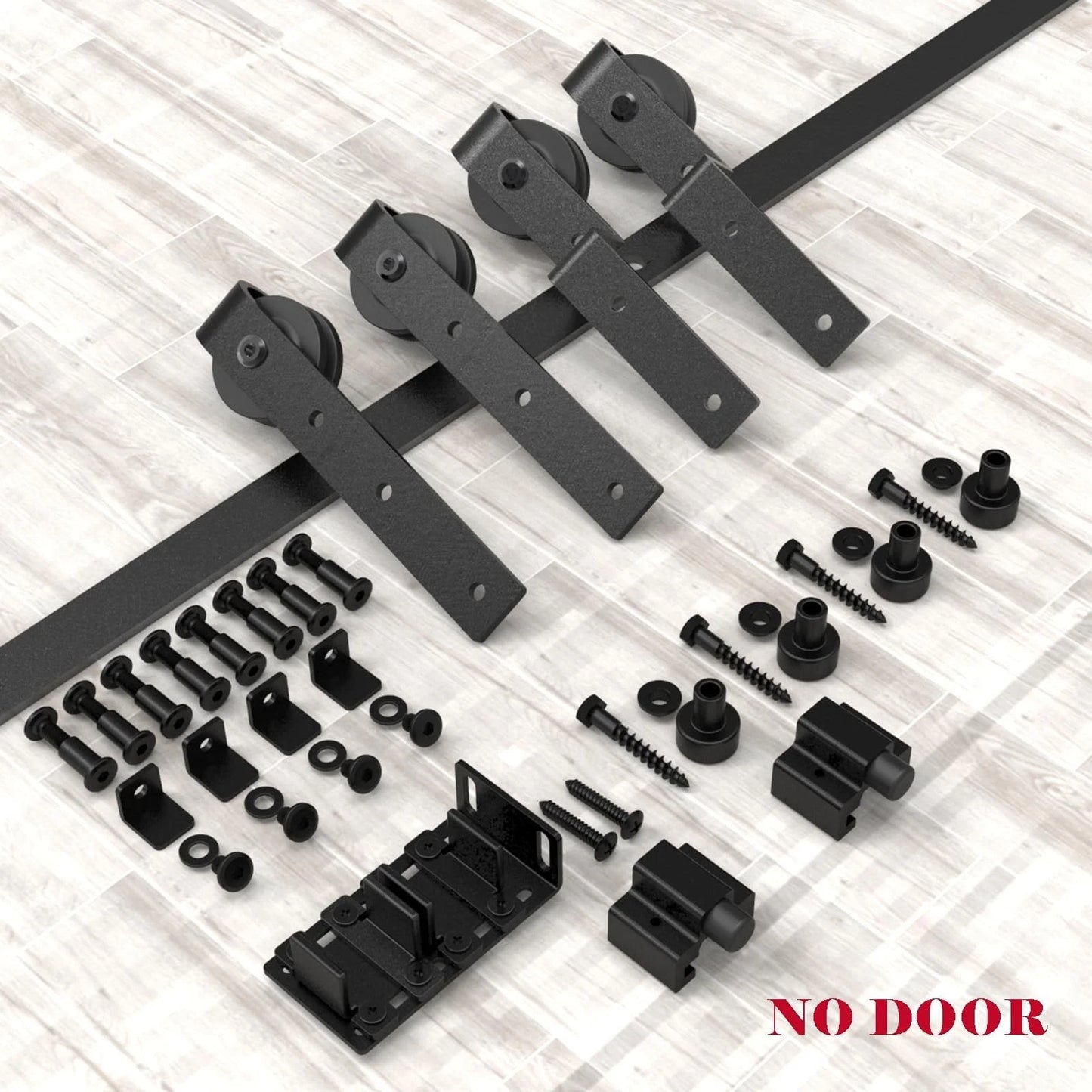 FLYVLIEG 6FT Mini Bypass Barn Door Hardware Kit for 2 6FT(2 doors), Black