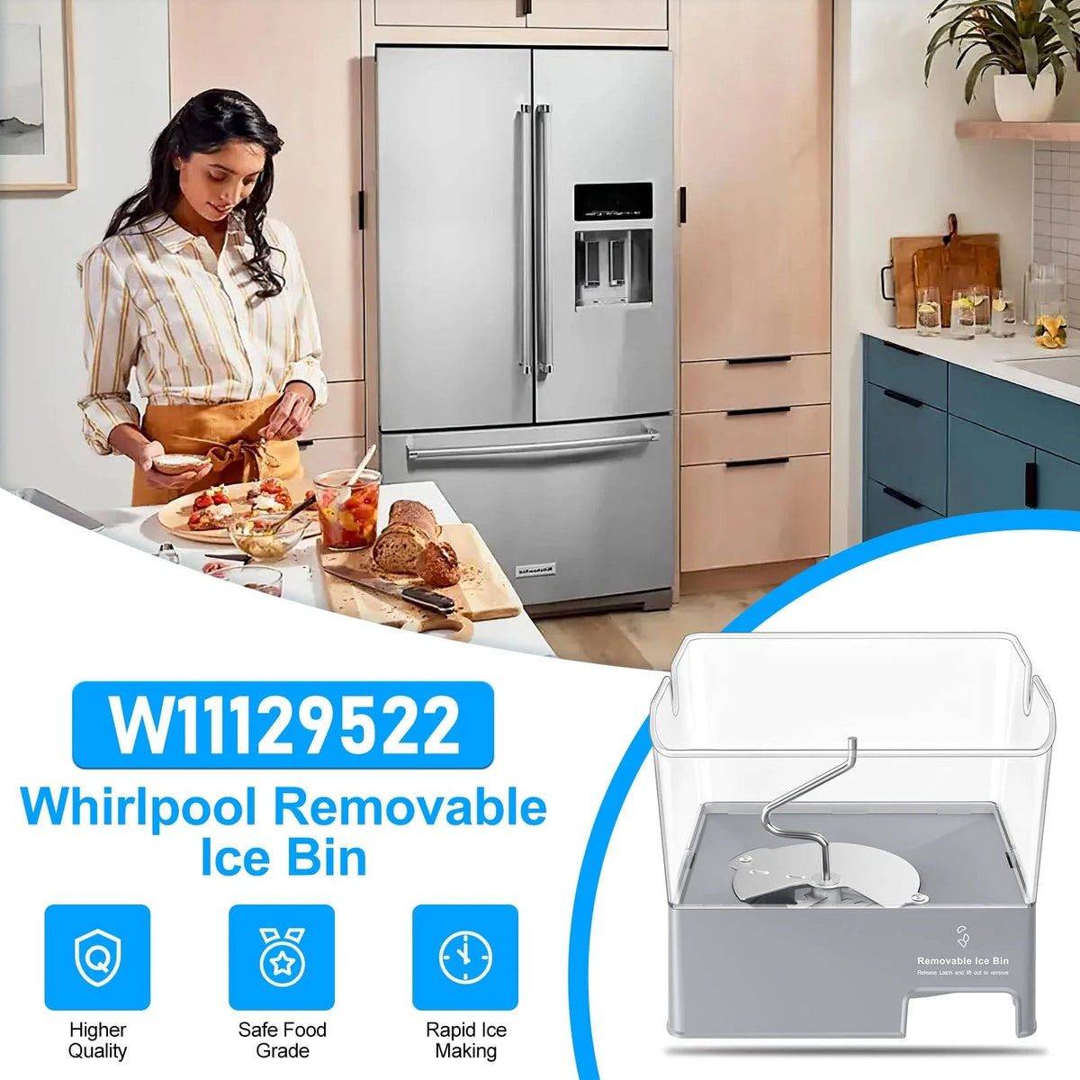W11129522 Ice bin for whirlpool maker, Whirlpool bucket