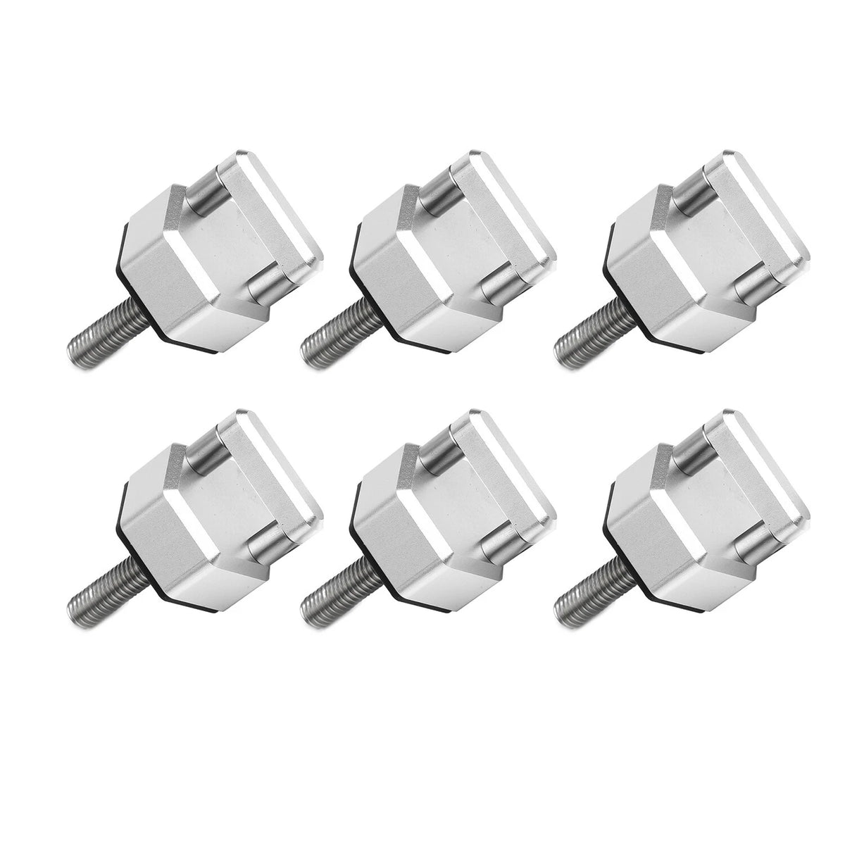 Silver Hardtop Thumb Screws with D-Rings, 6-Piece Set