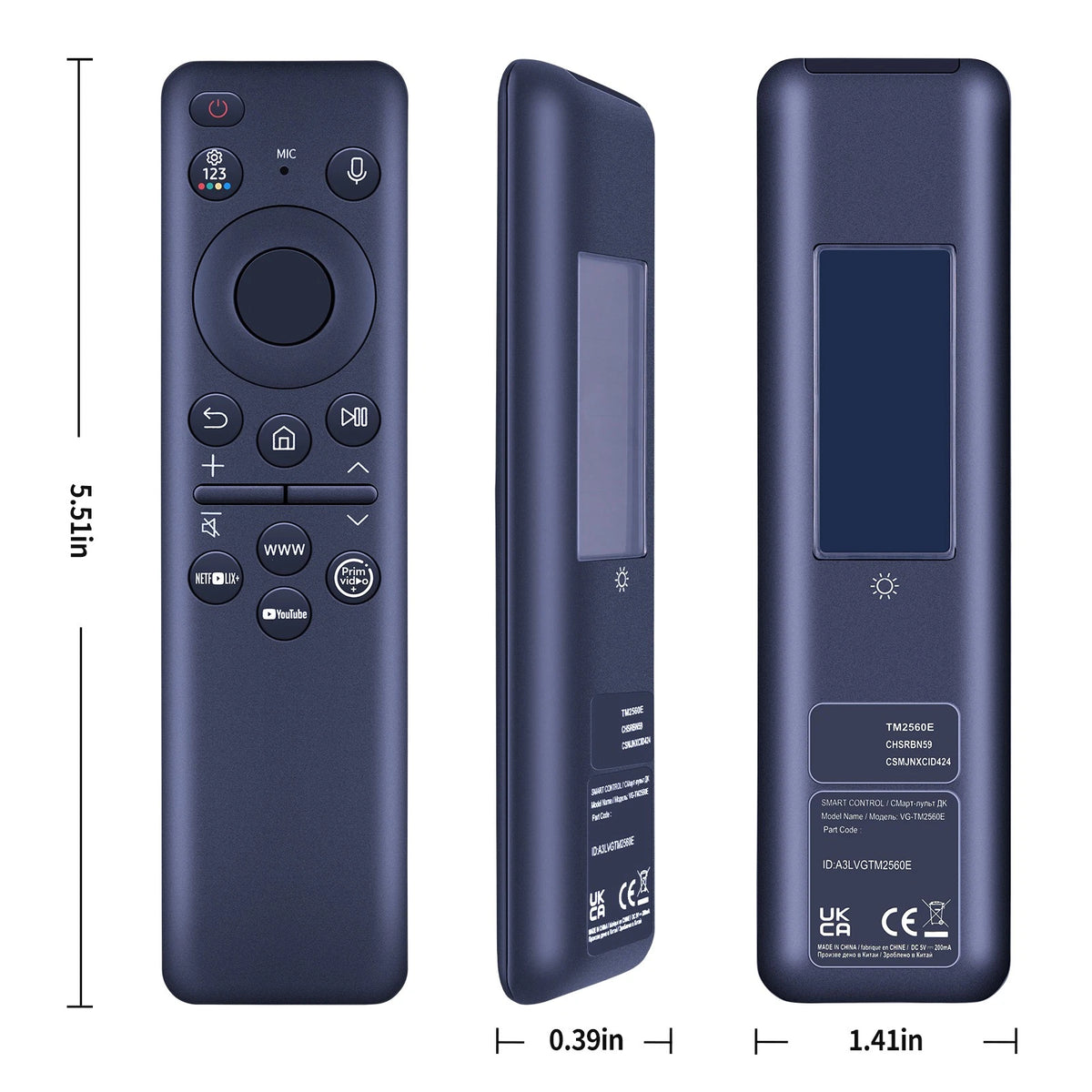 BN59-01480G TM2360E Replace Remote Control For Samsung TV Solar Rechargeable