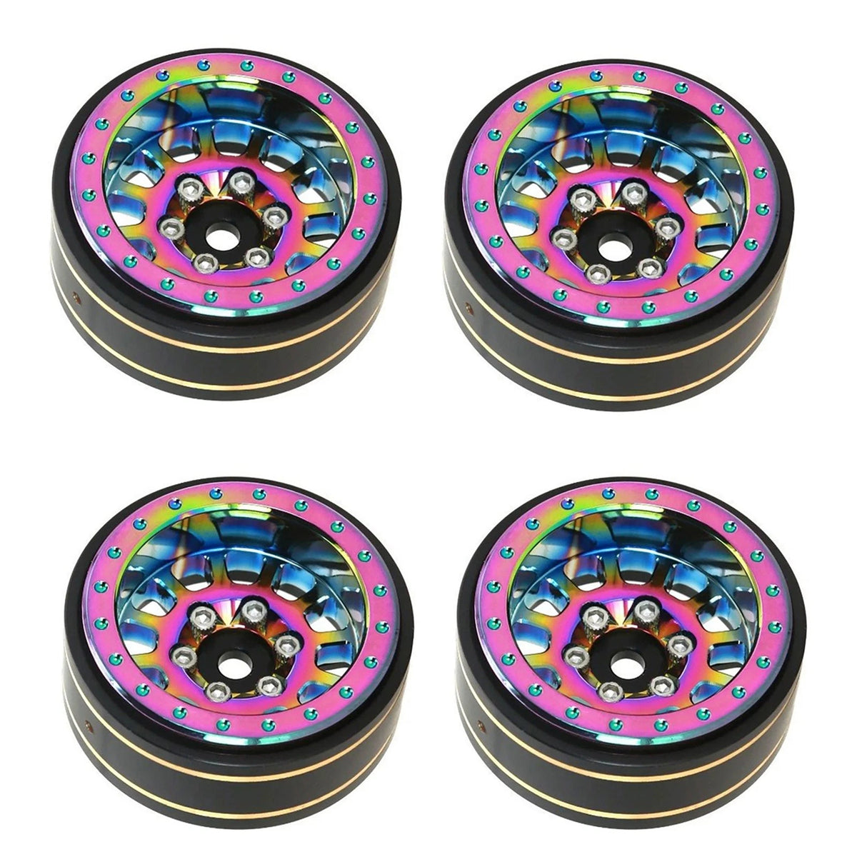 4pcs 1.1" Brass + Aluminium Alloy Wheel Hubs Rims for Axial SCX24 1/24 RC Car