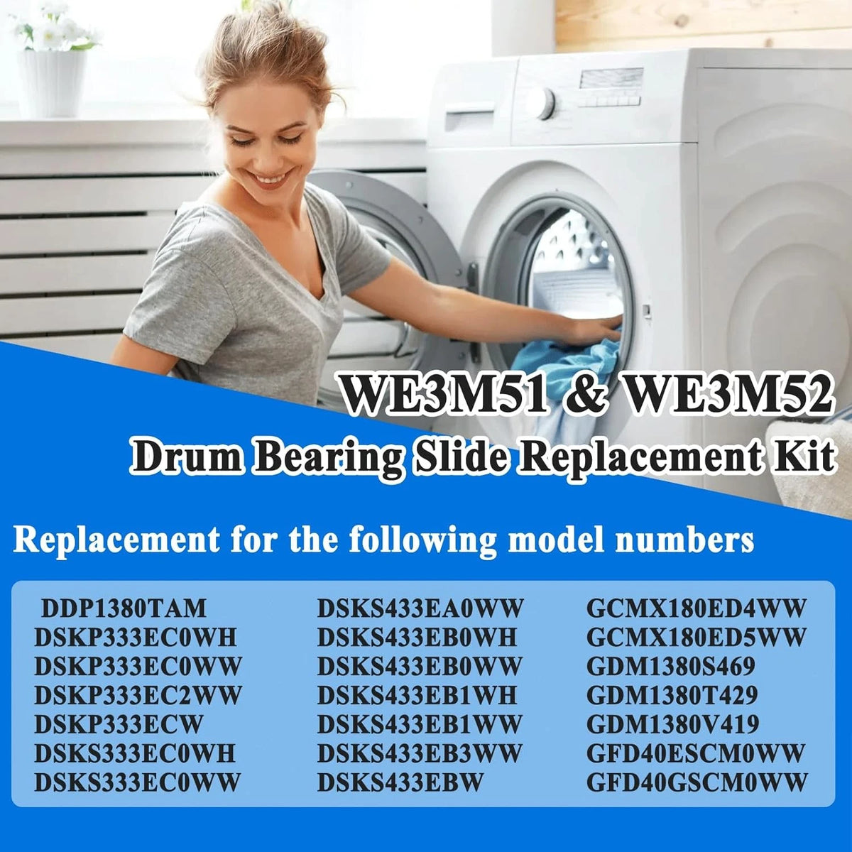 4PCS WE3M51 WE3M52 Clothes Dryer Teflon and Nylon Drum Bearing Slide...