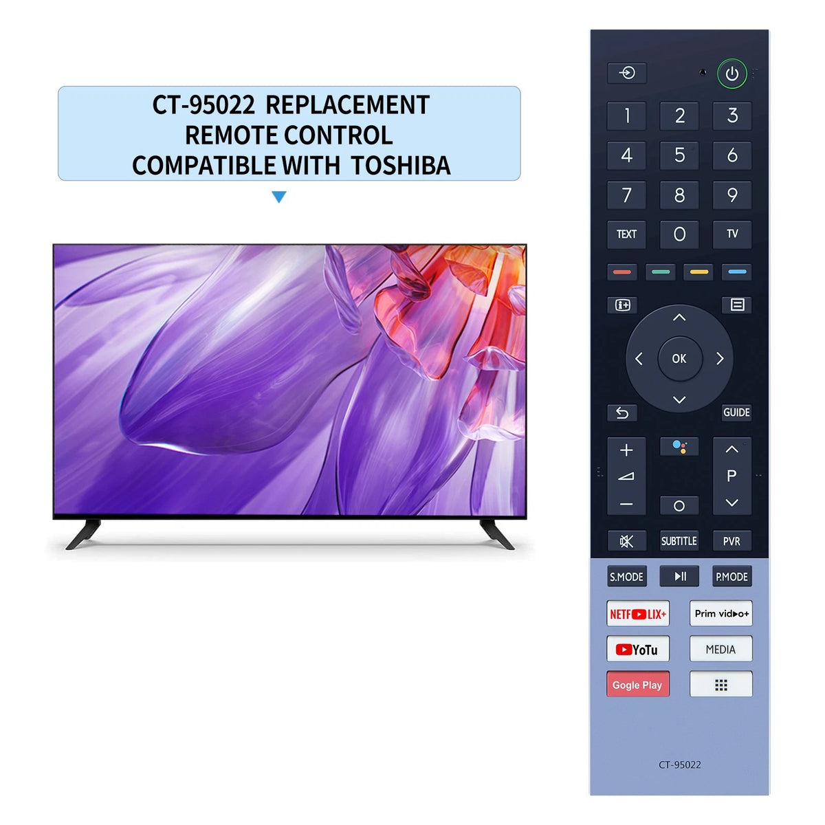 CT-95022 Voice For Toshiba TV Remote Control 55E350KP 65C350KP 65E350KP