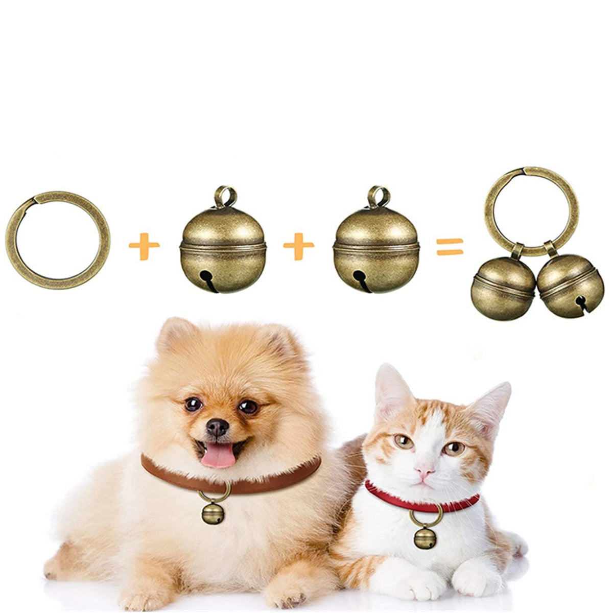2 Pack Pendant Accessories Dog Bell Cat bell For Collar Brass Loud Pet Bell