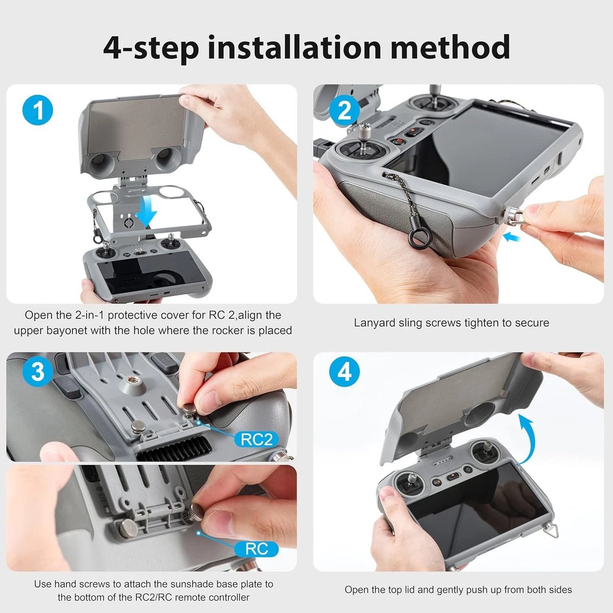 STARTRC Mini 4 Pro 3 Sun Hood+Lanyard for DJI RC 2 and RC...