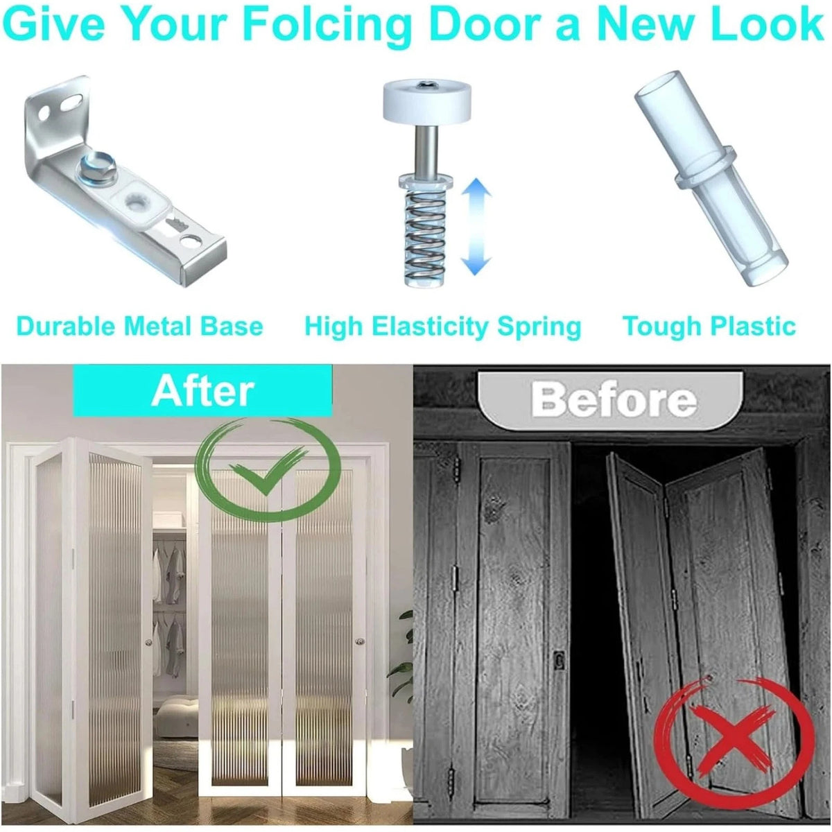 Complete Bifold Door Hardware Replacement Kit for 1-1 3/8 Inch Thick Doors