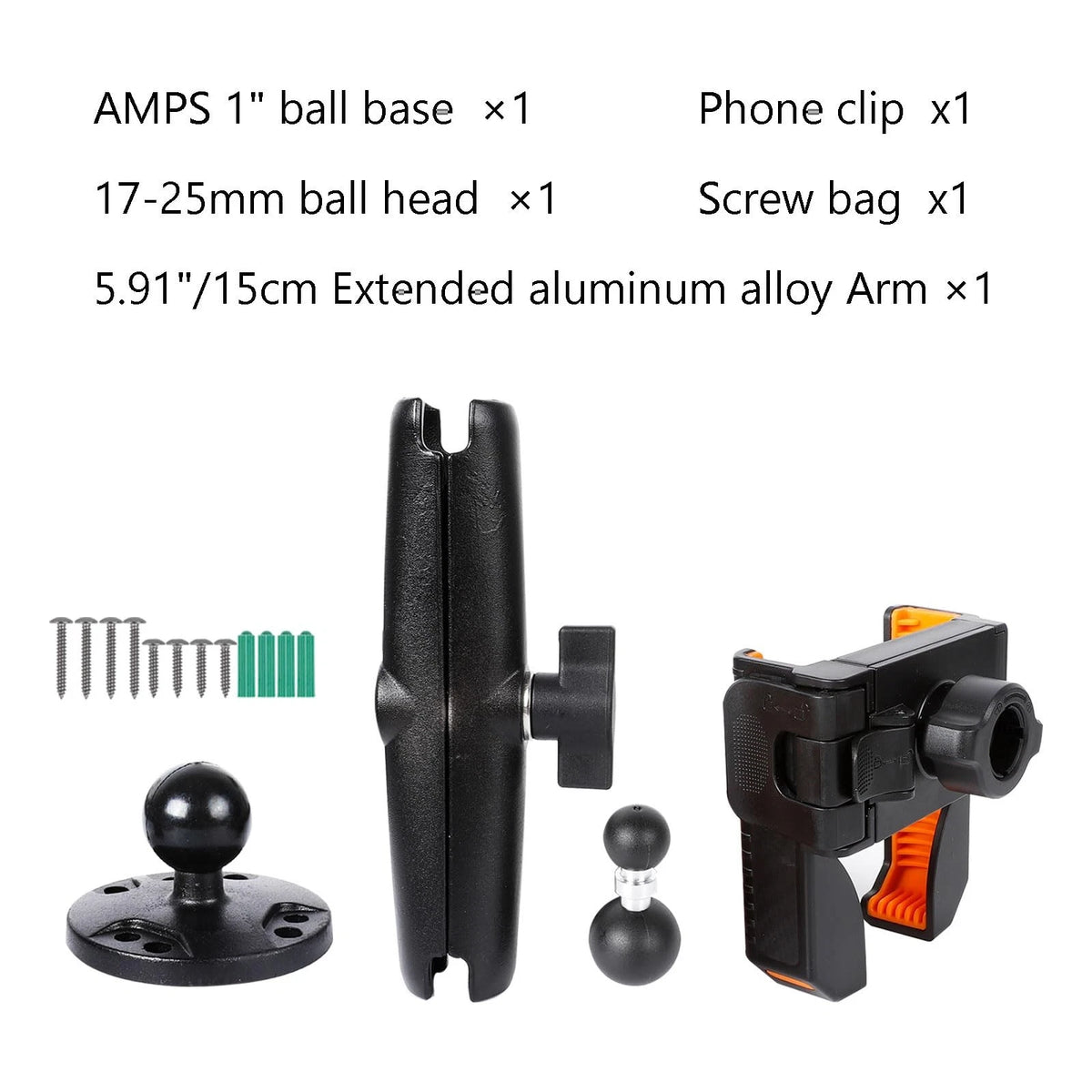 xik Universal Phone Mount Holder for Boat Car Truck Motorcycle UTV - Black