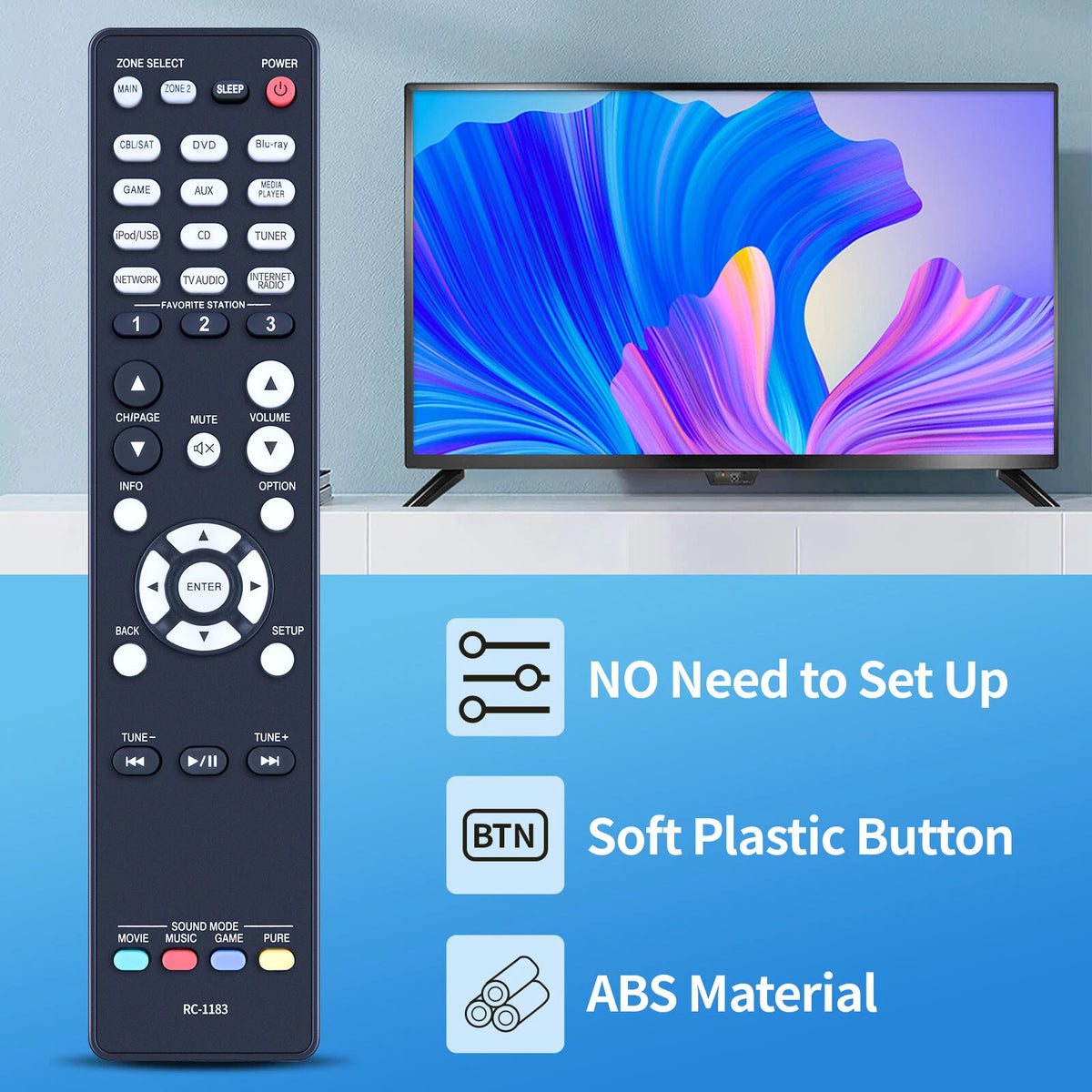 RC-1183 Remote Control For Denon AV Receiver AVR-E400 AVR-X2000 AVRX2000