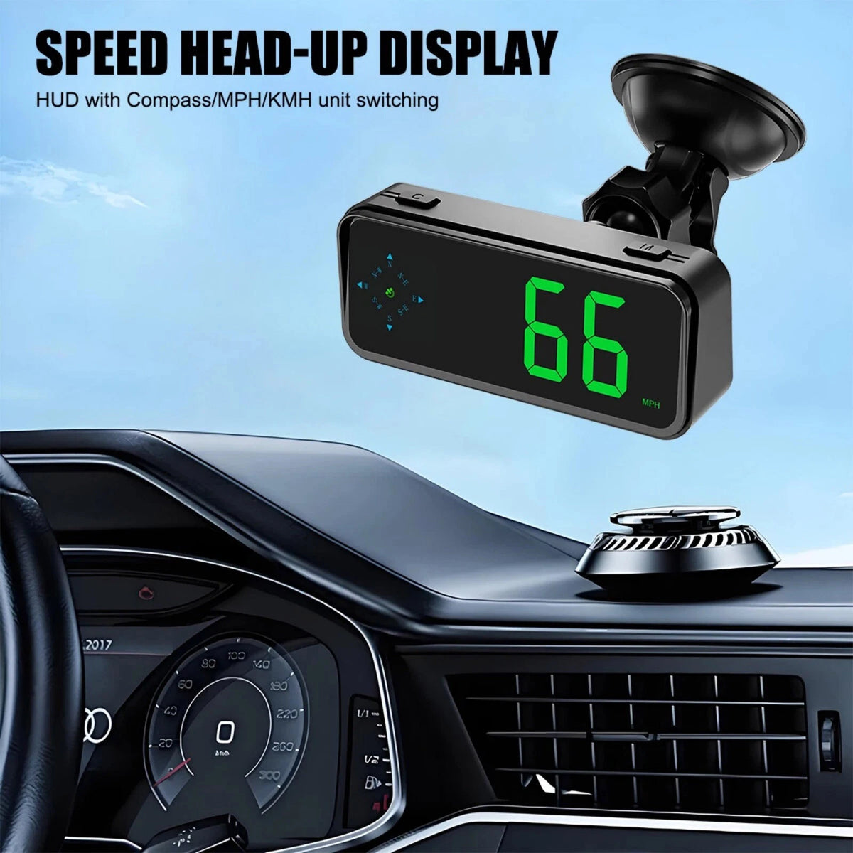 Mini GPS Car HUD Head Up Display Digital Speedometer With Compass Clock MPH/KMH