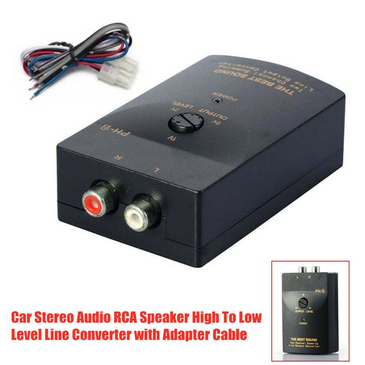 Car Stereo Speaker Outputs To RCA Outputs Speaker Level Converter With Cable