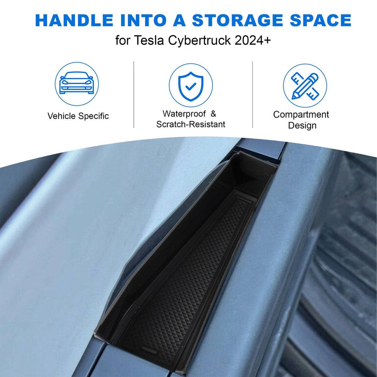 Door Handle Inserts for Tesla Cybertruck 2024+, Storage Tray Box Caddy
