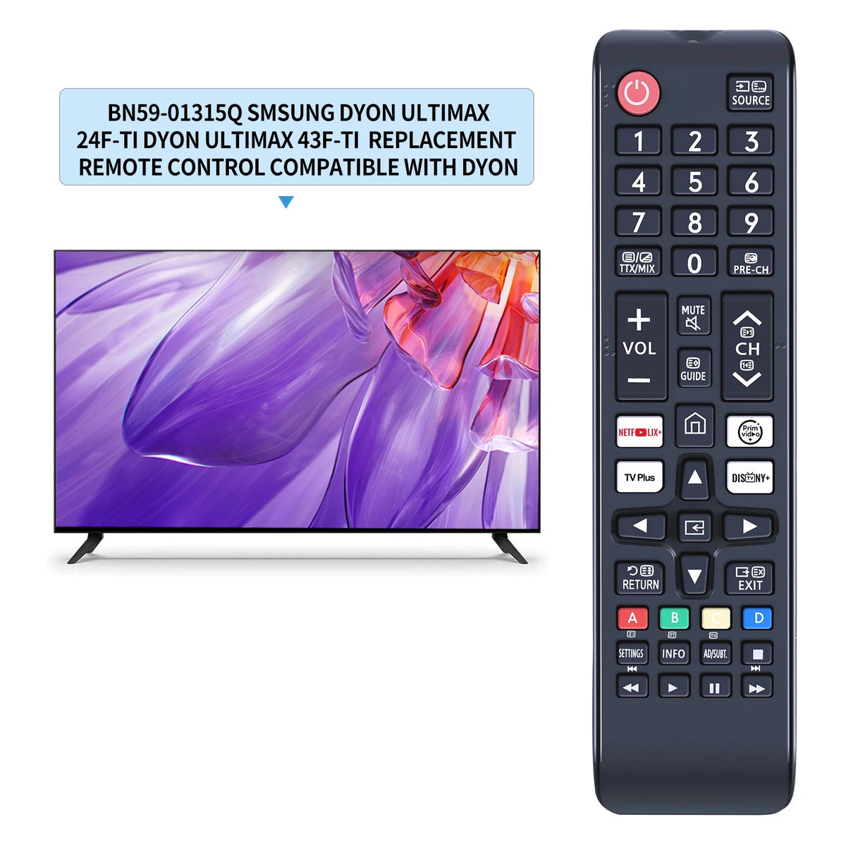 Replacement Remote Control For DYON ULTIMAX 24F-TI 32H-TI-W Smart TV