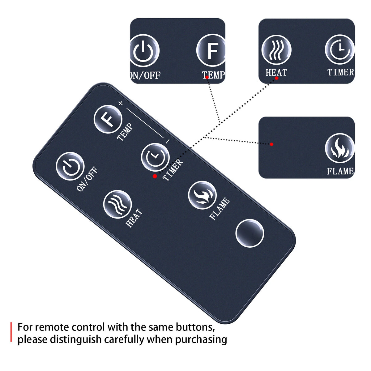 Remote Control For Greystone Electric RV Fireplace 324-000080 324-000142 F2625