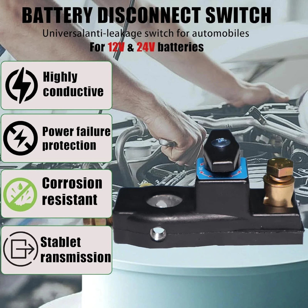 12-24V Car Battery Disconnect Isolator Cut Off Switch With power cut-off ability
