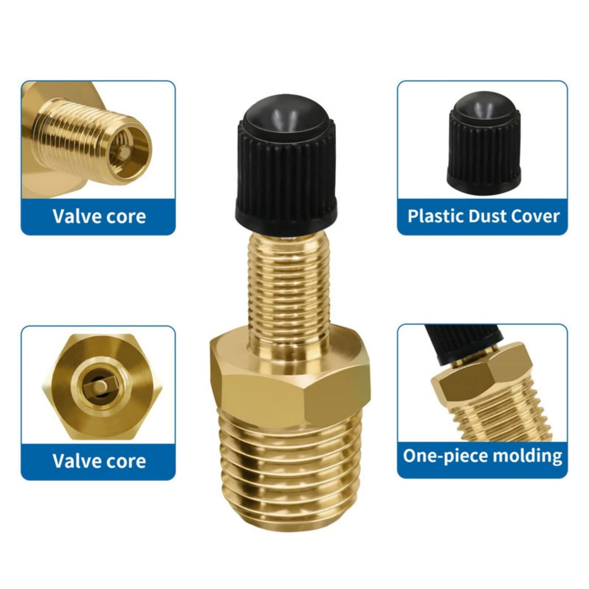 Compact Size 1/4" NPT (M) to Standard for Schrader Valve (M) Air Chuck Adapter