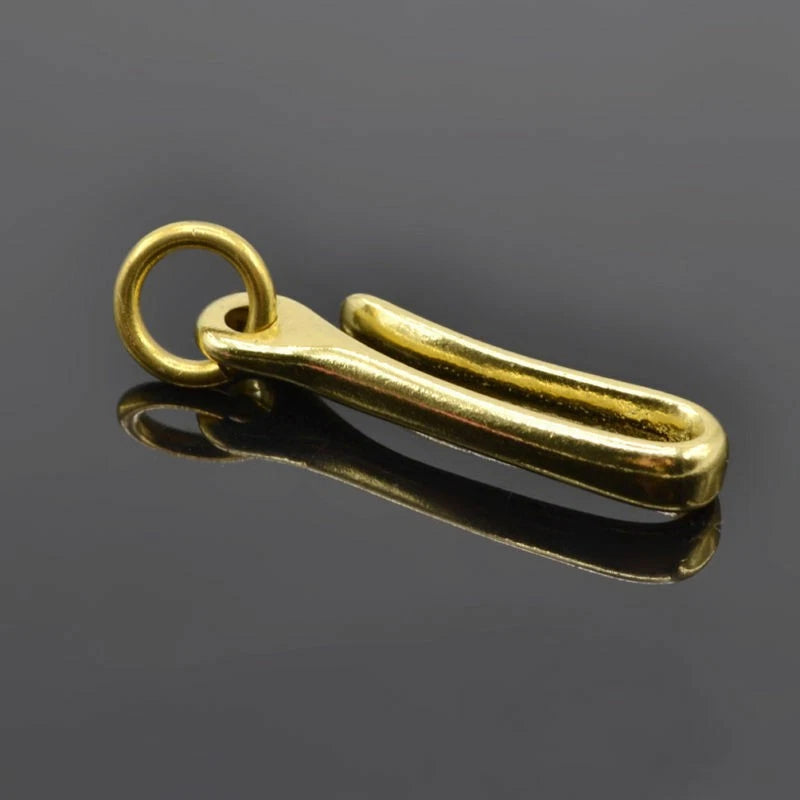 6cm Retro Solid Brass KeyChain Key Ring Belt U Hook Wallet Chain Fish Hook A