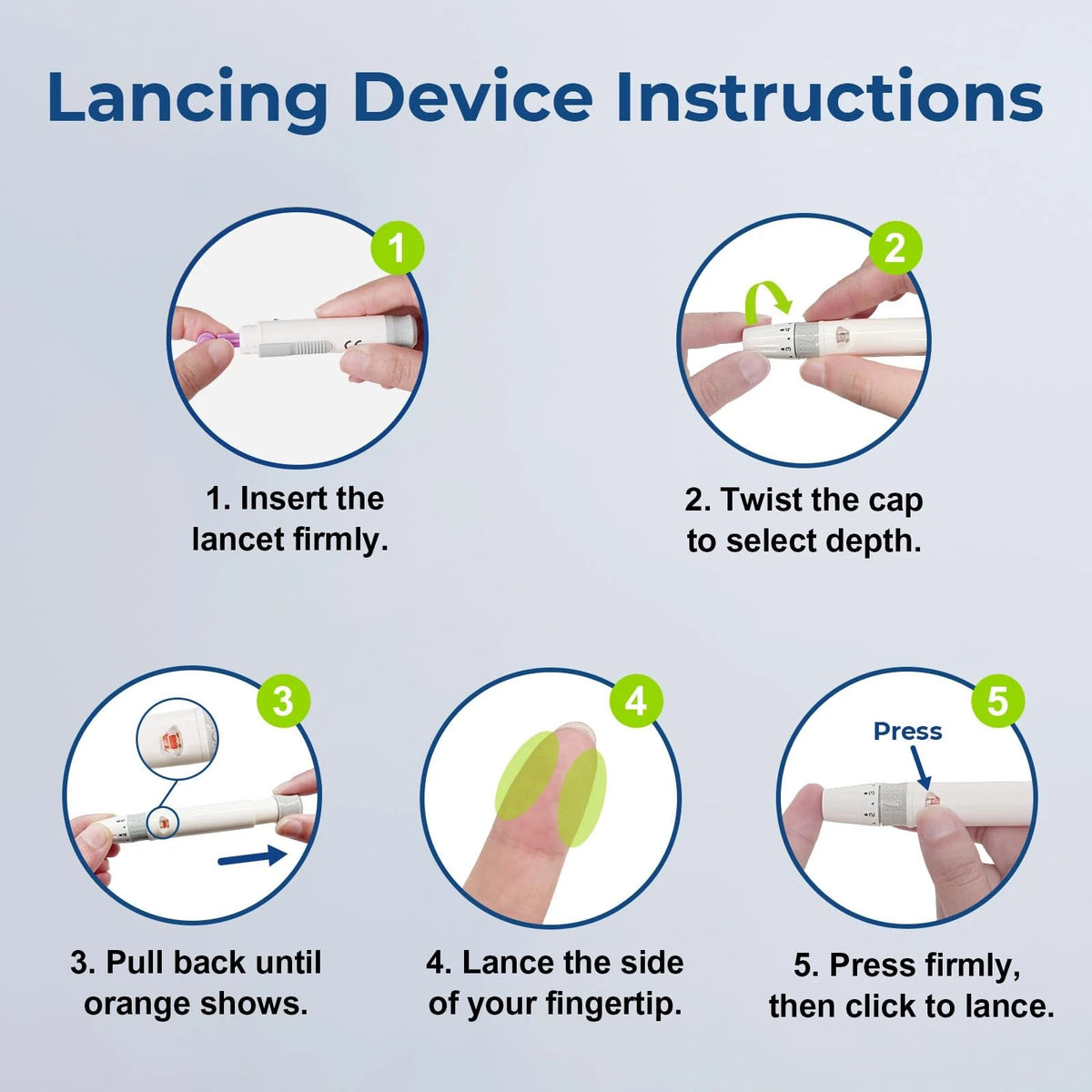AUVON Lancing Device with Less Pain Design, Blood Sample Pen 101 Piece Set