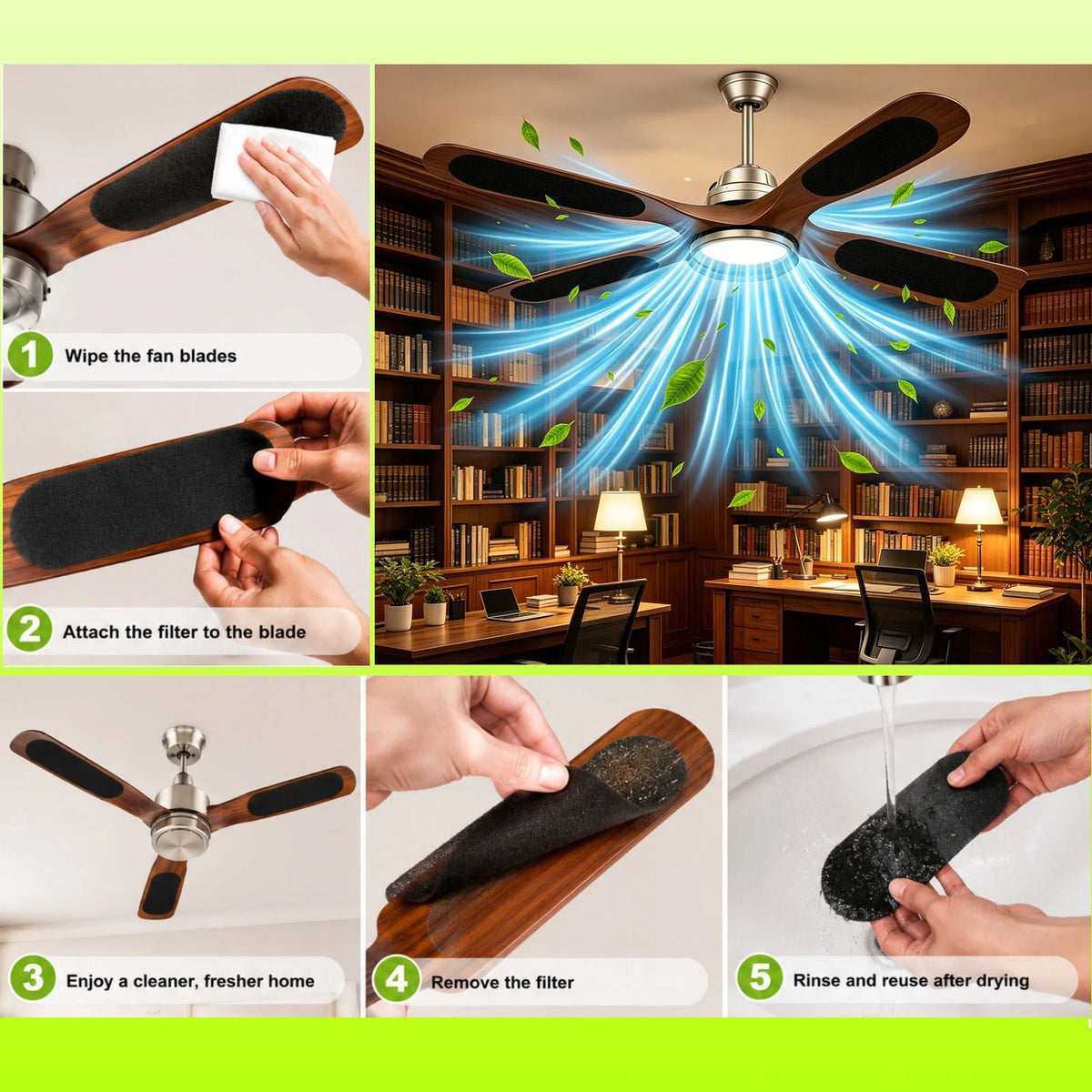 10 Pack Universal Ceiling Fan Filters Activated Charcoal Air Purifier Pads