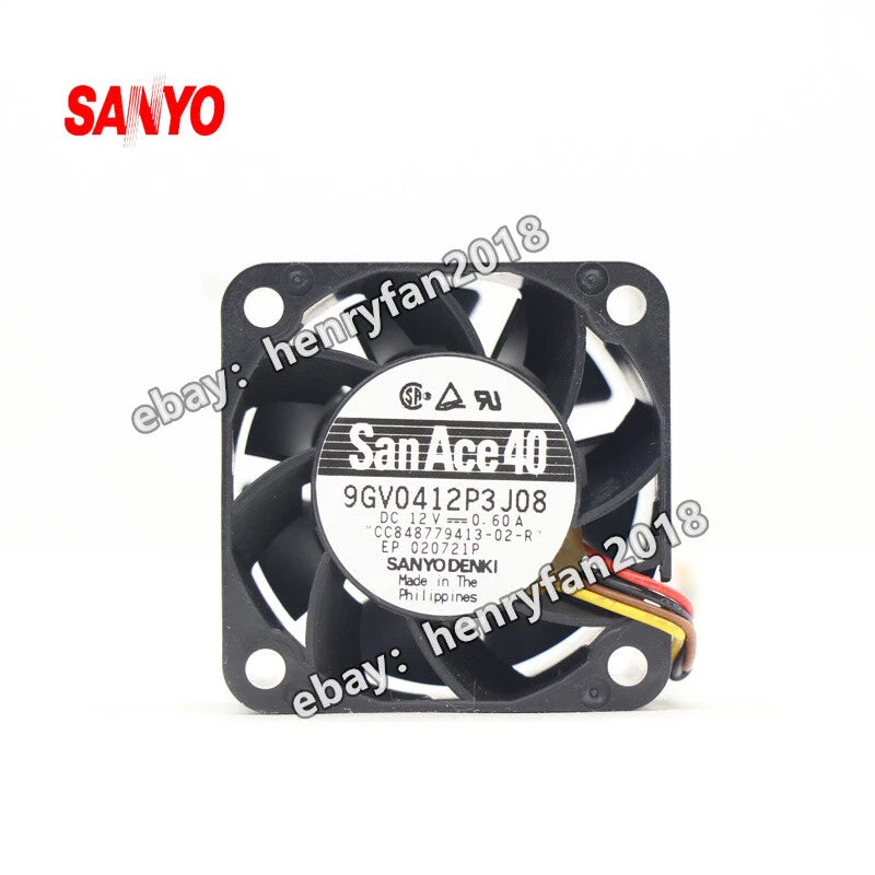 SANYO DENKI 9GV0412P3J08 DC 12V 0.60A 40*40*28MM 4-Pin Server Cooling Fan