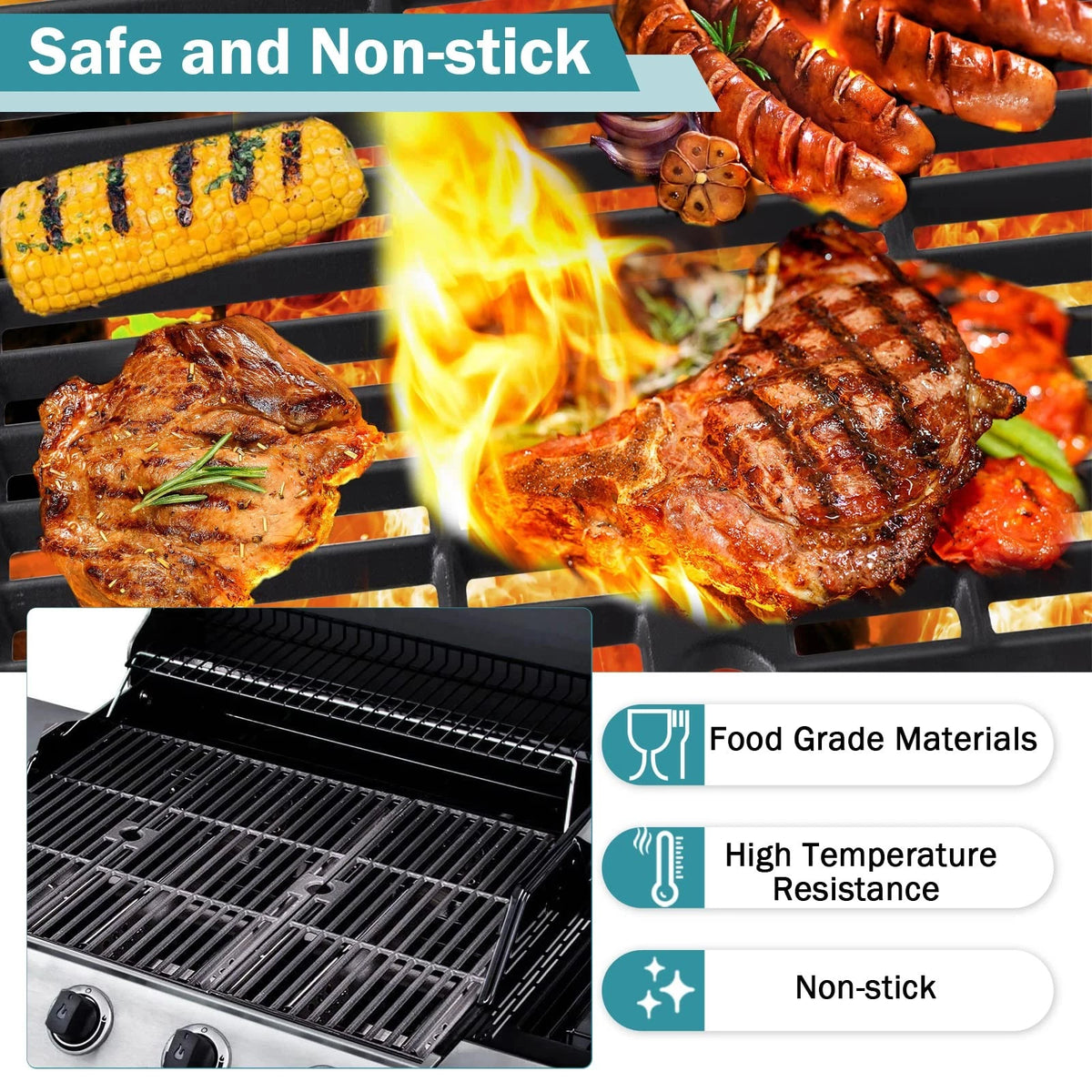Criditpid Grill Grates for Charbroil Performance 3 Pack - 18'' x 25'', Black
