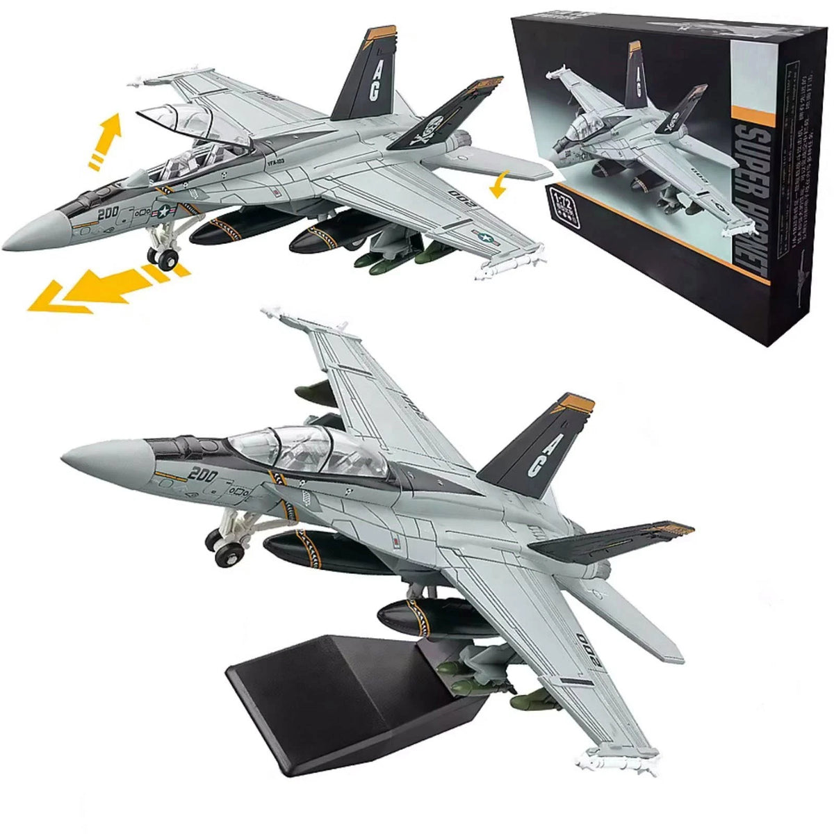 1/72 Scale 25cm F/A-18 Hornet Strike Fighter Collectible Model Set