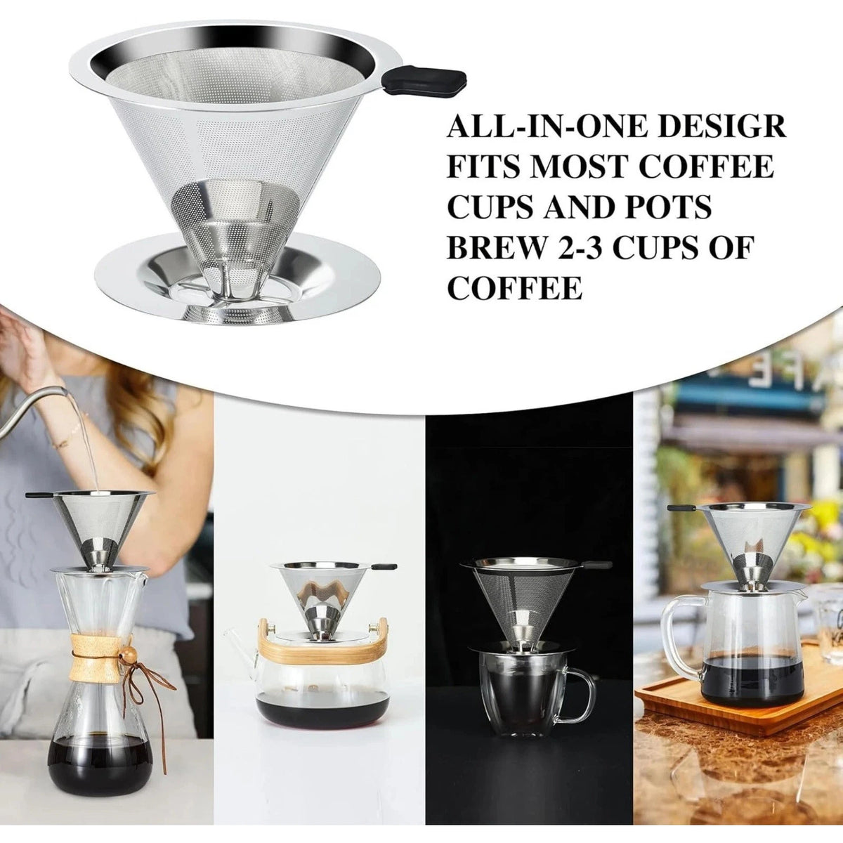 304 Stainless Steel Coffee Dripper Double Layer Filter Screen Retains Oil Fat