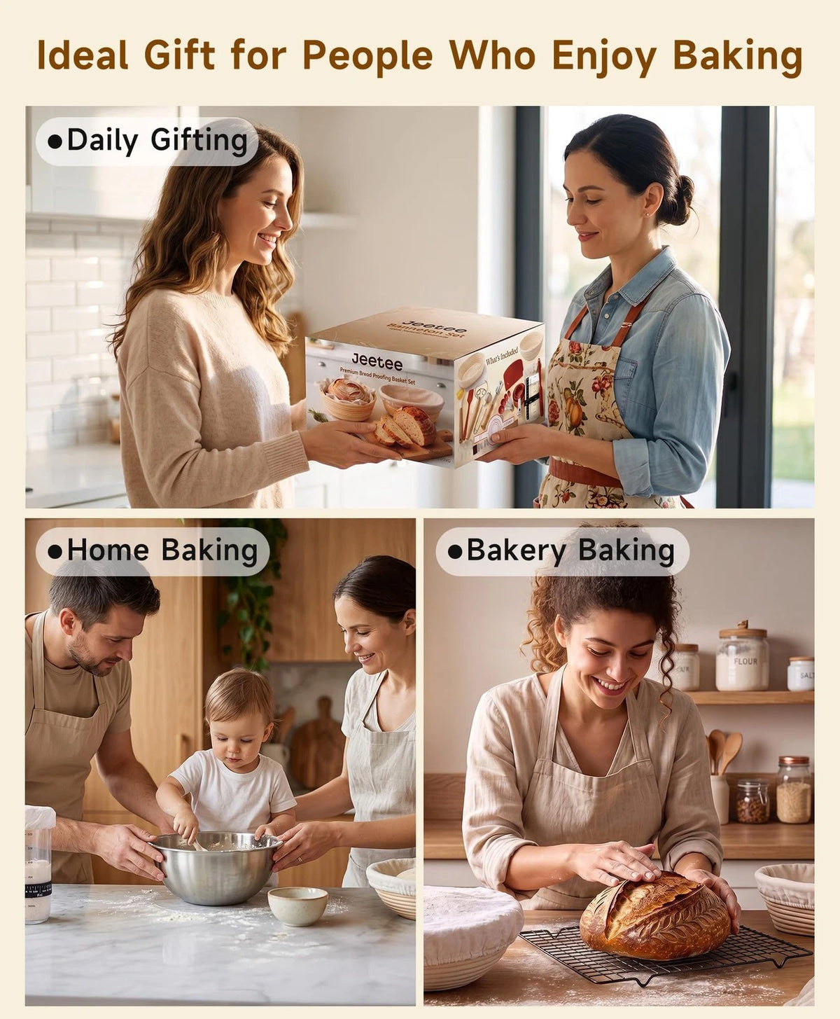 Complete Sourdough Starter Kit with Jar Round & Natural & Oval Basket