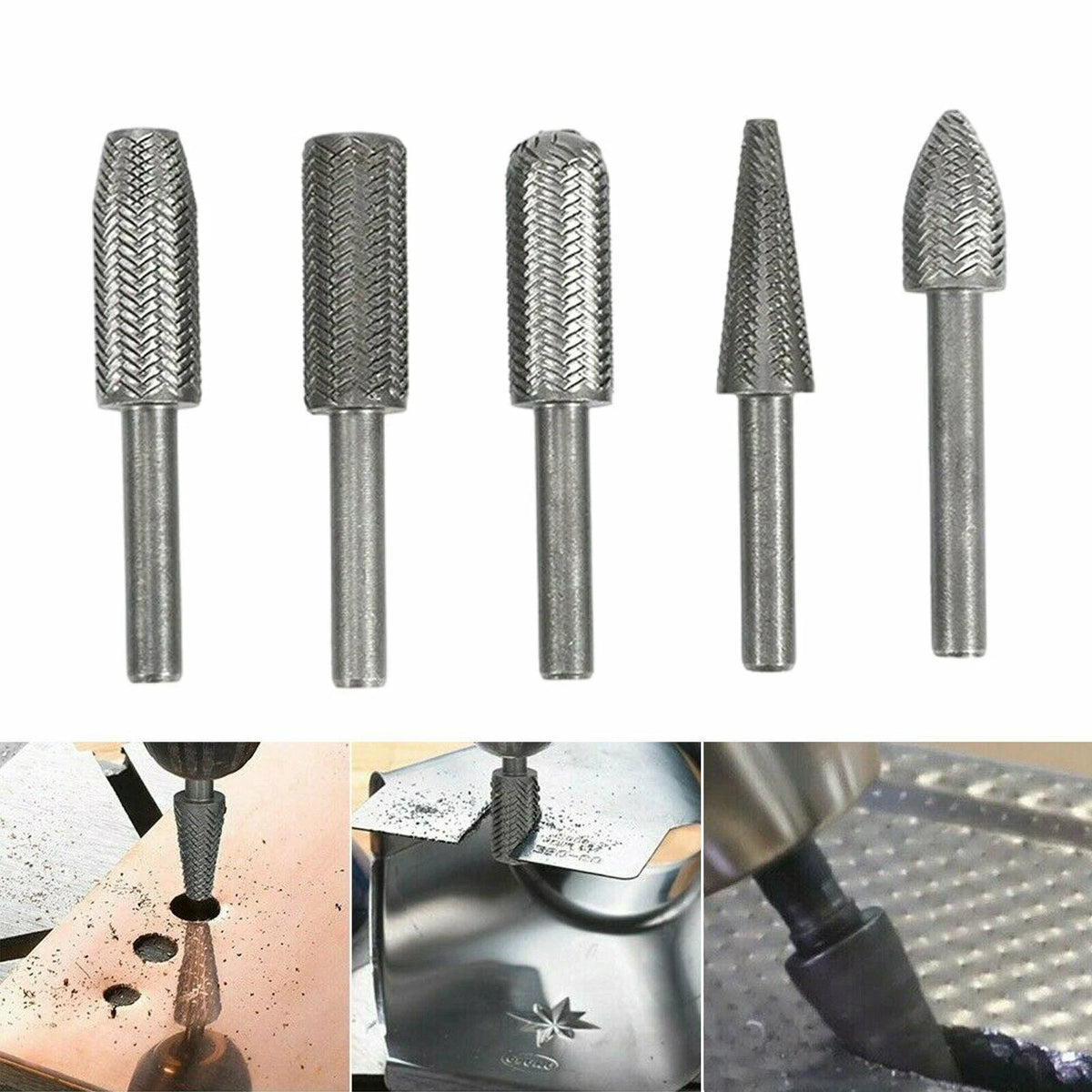 5pcs 6cm Metal Cutter Drill Bits Rotary Bits Rasp For Steel Grinding Carving F