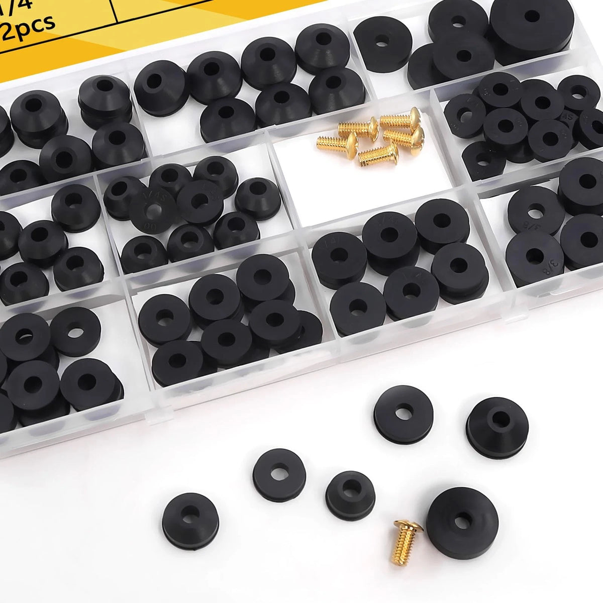 NBRINGO 114-Piece 12 Sizes Faucet Washer Assortment Kit - Flat & Black