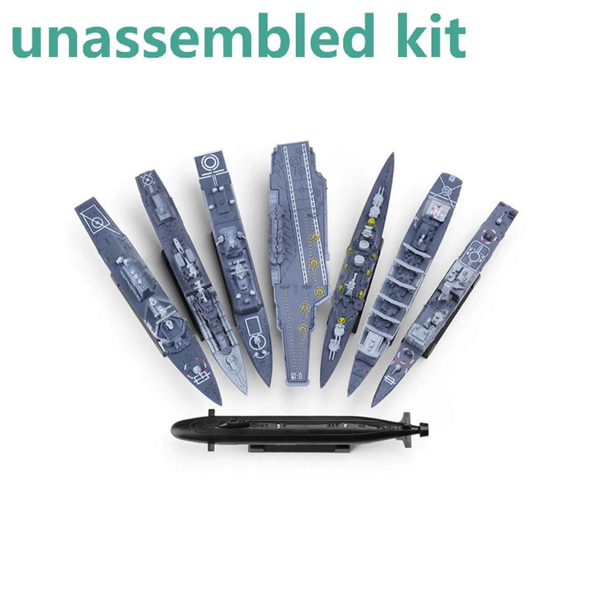 8PCS Unassembled Kit DIY Model Cruiser Frigate Submarine Battleship Warship