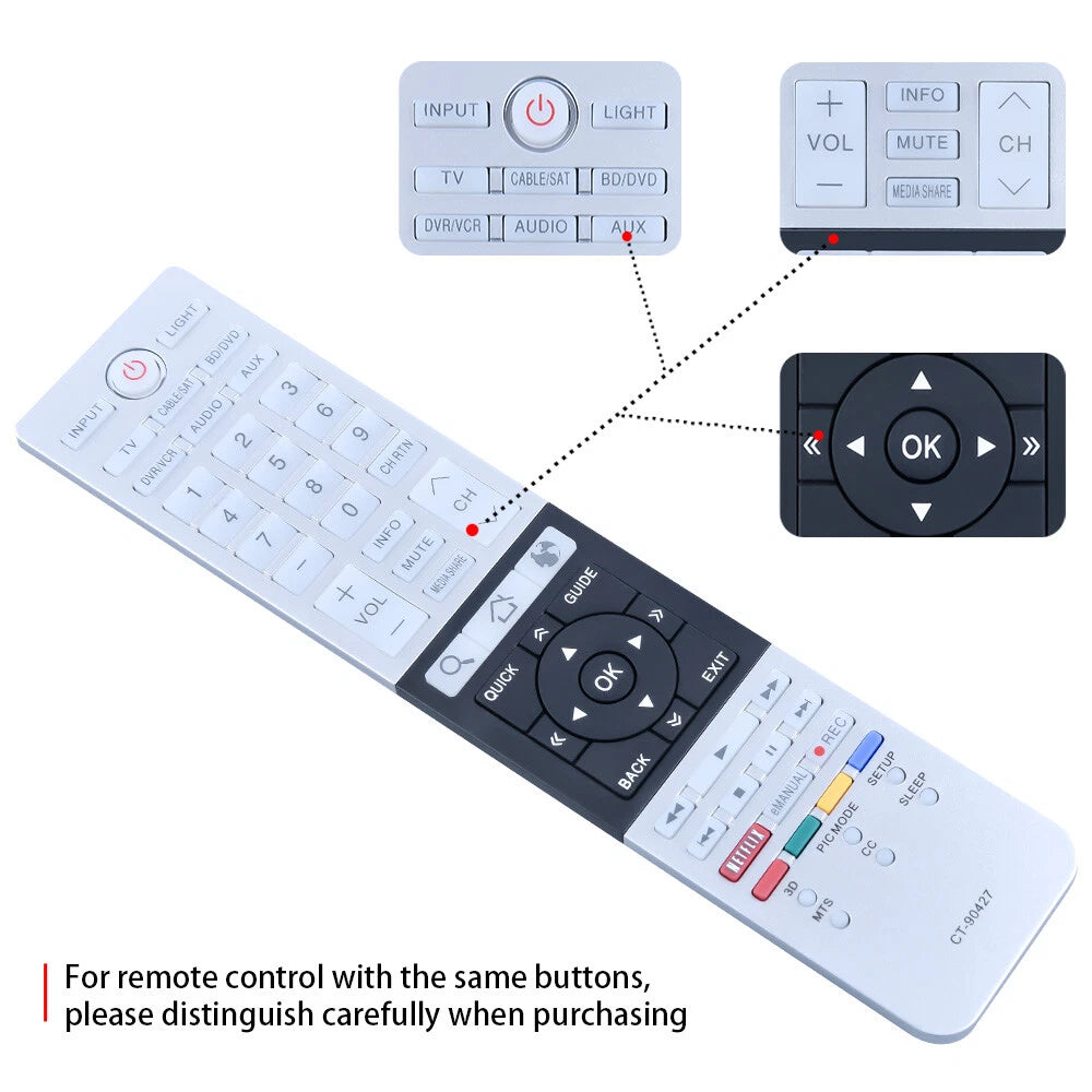 CT-90427 For Toshiba TV Remote Control 58L7350U 65L7350U 58L9300U 65L9300U