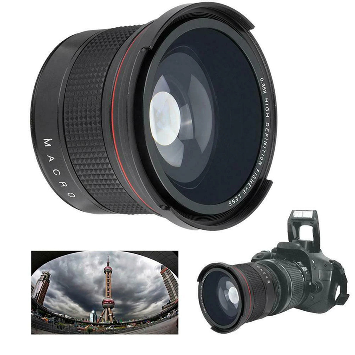58mm 0.35X Fisheye Camera Lens Wide Angle For Canon Rebel T7 EOS 80D 77D 70D