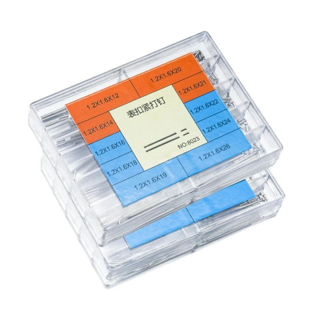 100Pcs/Box 12-26mm Steel Watch Band Pressure Bars Pins Neddles Repairing Tool