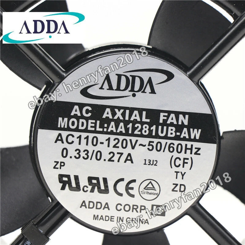 ADDA AA1281UB-AW Axial Fan 110/120V 0.33/0.27A 120*120*38MM Cabinet Cooling Fan