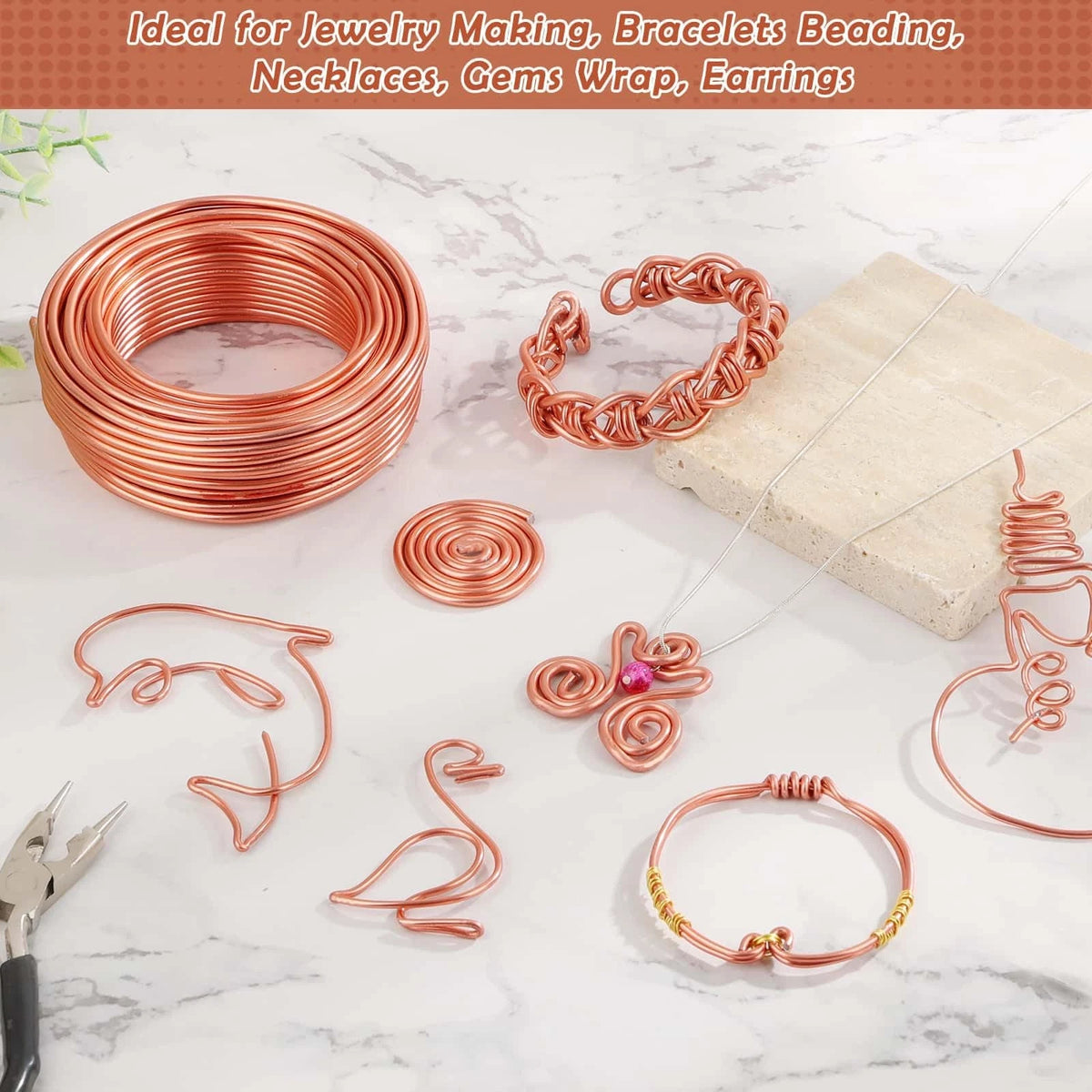 Aluminum Wire, Anezus 9 Gauge Craft Bendable Armature 9 (3 mm), Copper