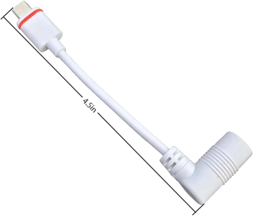USB-C Adapter Replacement for Ring Barrel Plug Solar Panels & Cameras - White