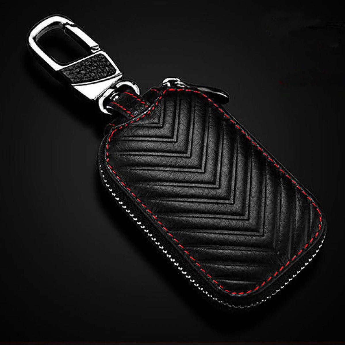 Leather Car Key Chain Bag Smart Key Holder Cover Remote Fob Case C