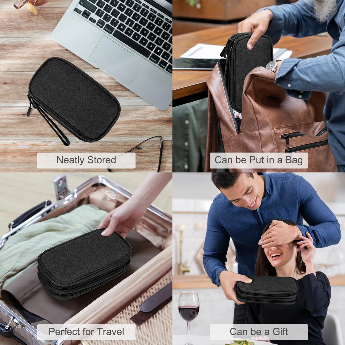 FYY Travel Cable Organizer Pouch Electronic Accessories Carry Case S, Black