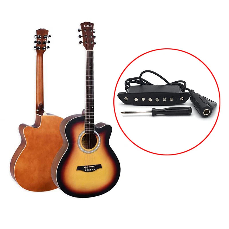 Acoustic Guitar Soundhole Magnetic Pickup Humbucker Passive With Power Jack A