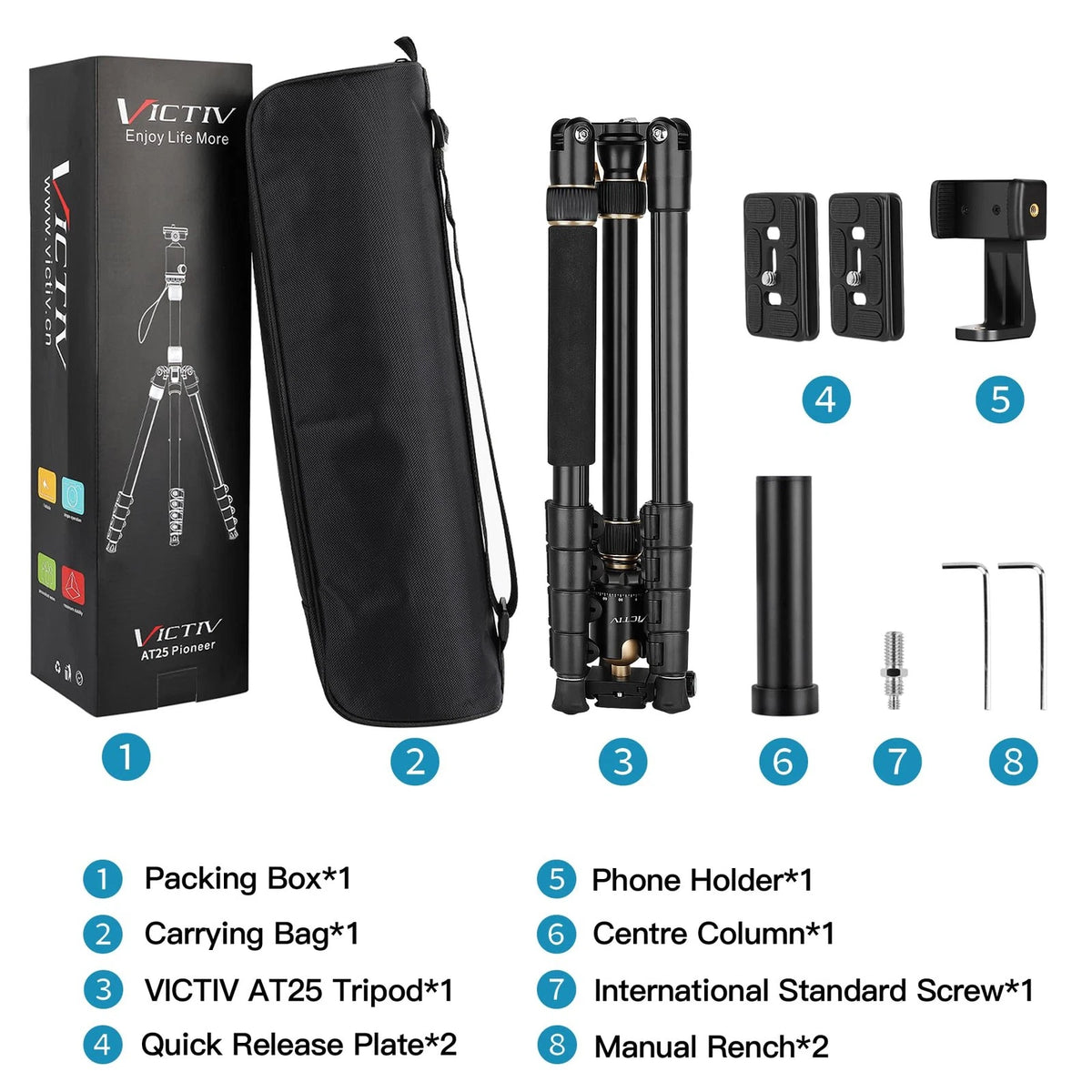Professional DSLR Tripod for Photography - Tall, Lightweight & 76inch, Gold