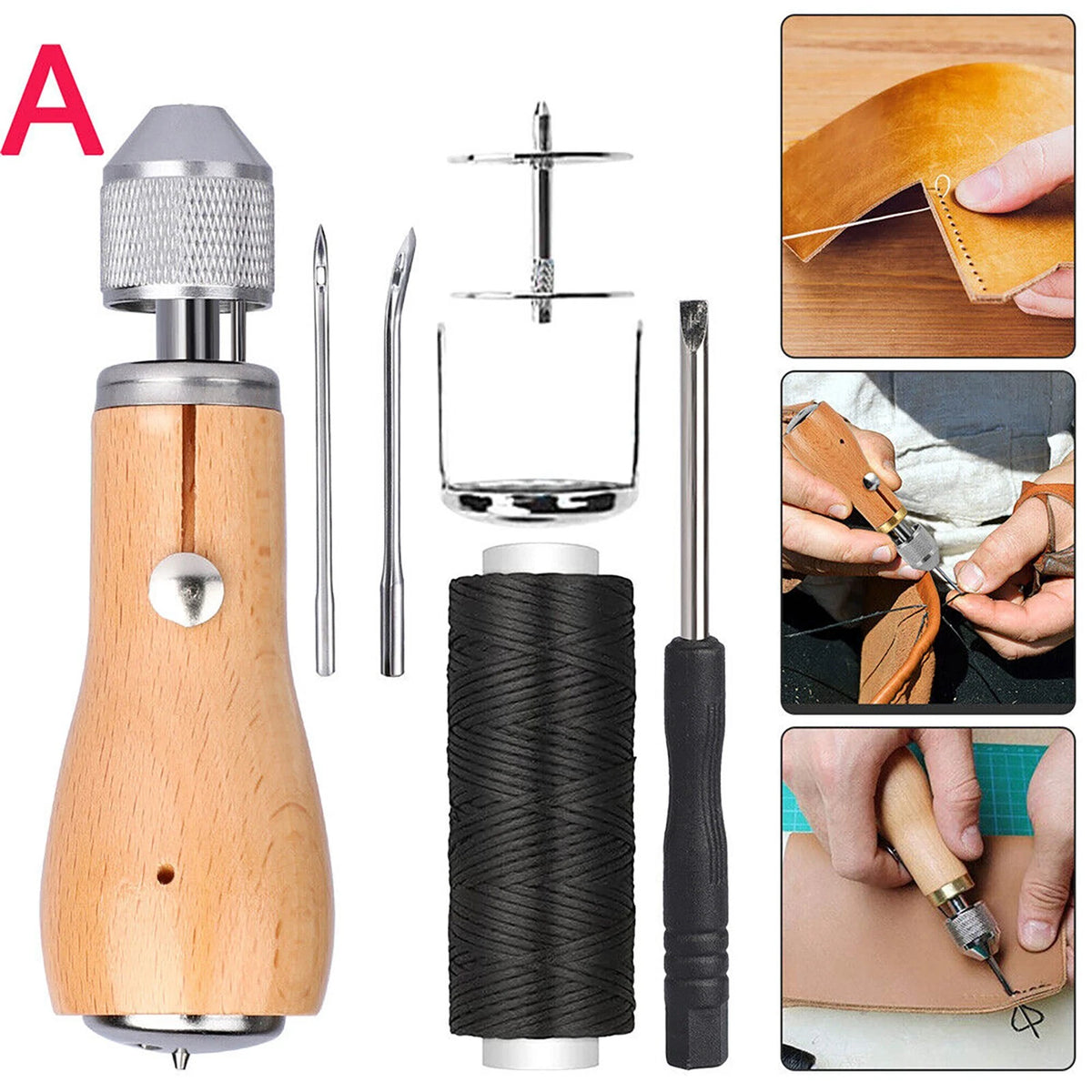 Sewing Awl Tools Kit Leather Sail & Canvas Repair DIY Handmade Accessories E