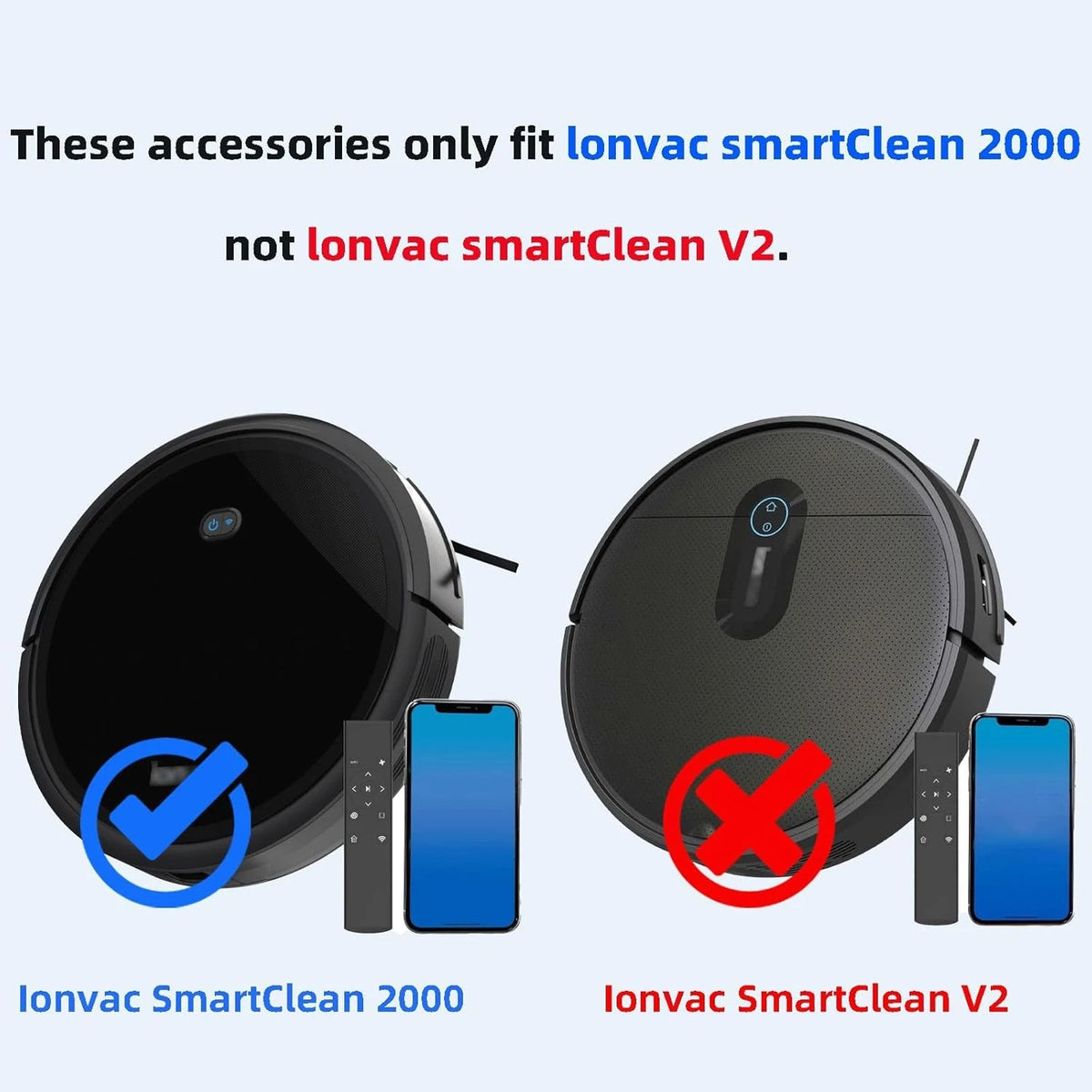 SmartClean 2000 Accessories Kit for Ionvac 2000 Robovac - 2 Black