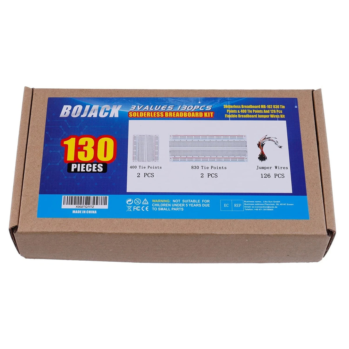 BOJACK 3 Values 130 Pcs Solderless Breadboard 4 830 Tie Points & 400 Tie...