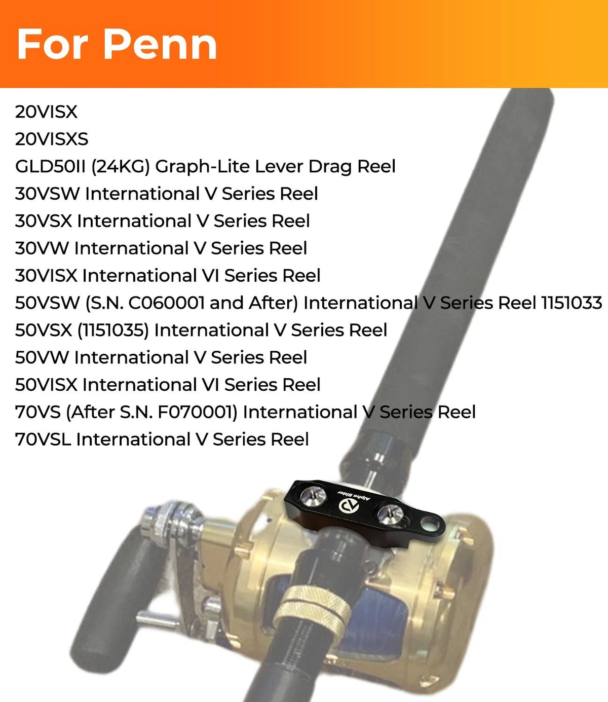 Fishing Reel Rod Clamp Reels Parts for Penn 20 30 50 70 no, Black