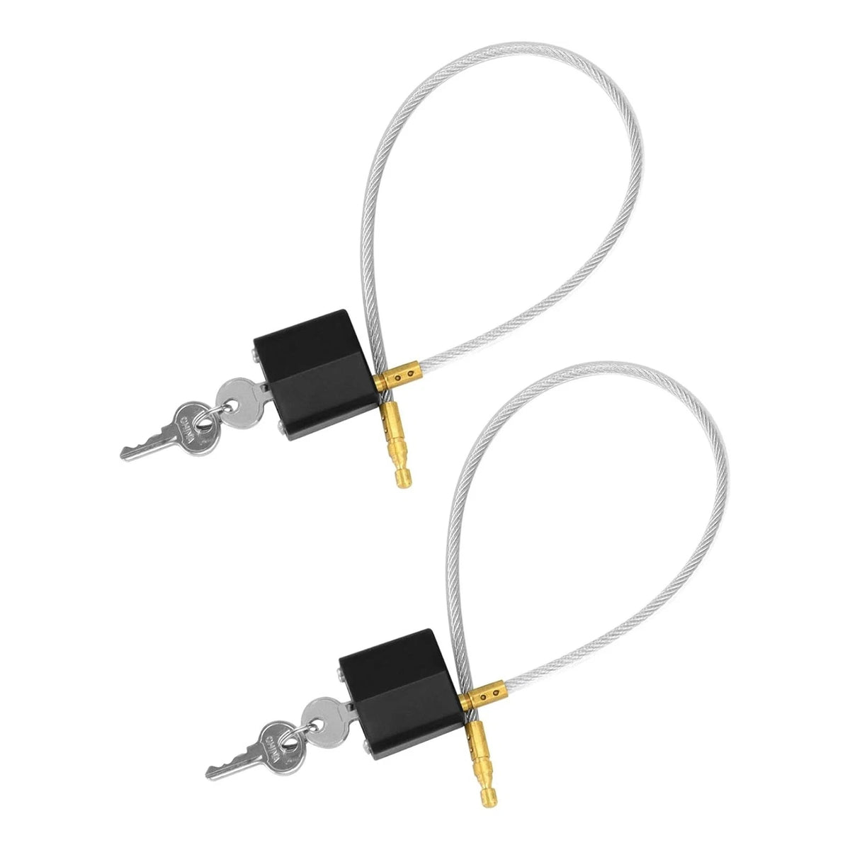 2 Pack Black Helmet Lock with Cable for Motorcycle Keyed Alike 37cm Length