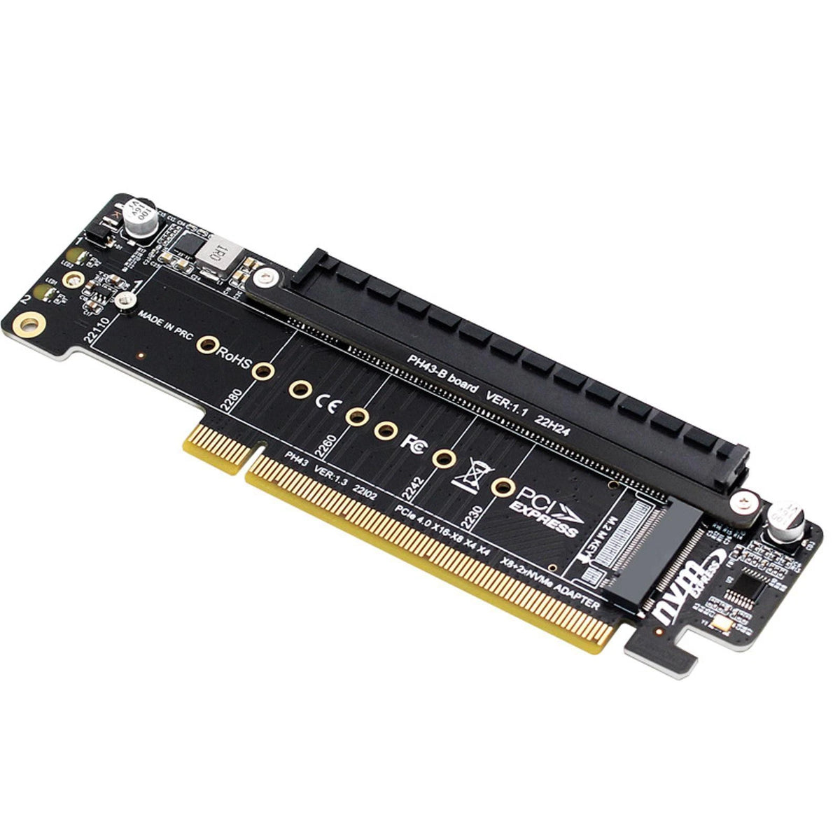 PCIE x16 to x8+x4+x4 Splitter Expansion Riser Card Ultra Quad VROC M.2 NVMe