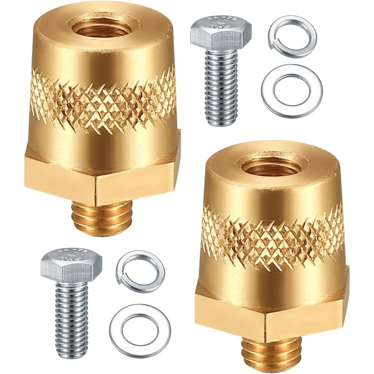 Positive Negative Battery Terminal Extenders Kit 2PCS Brass Connectors Car Auto