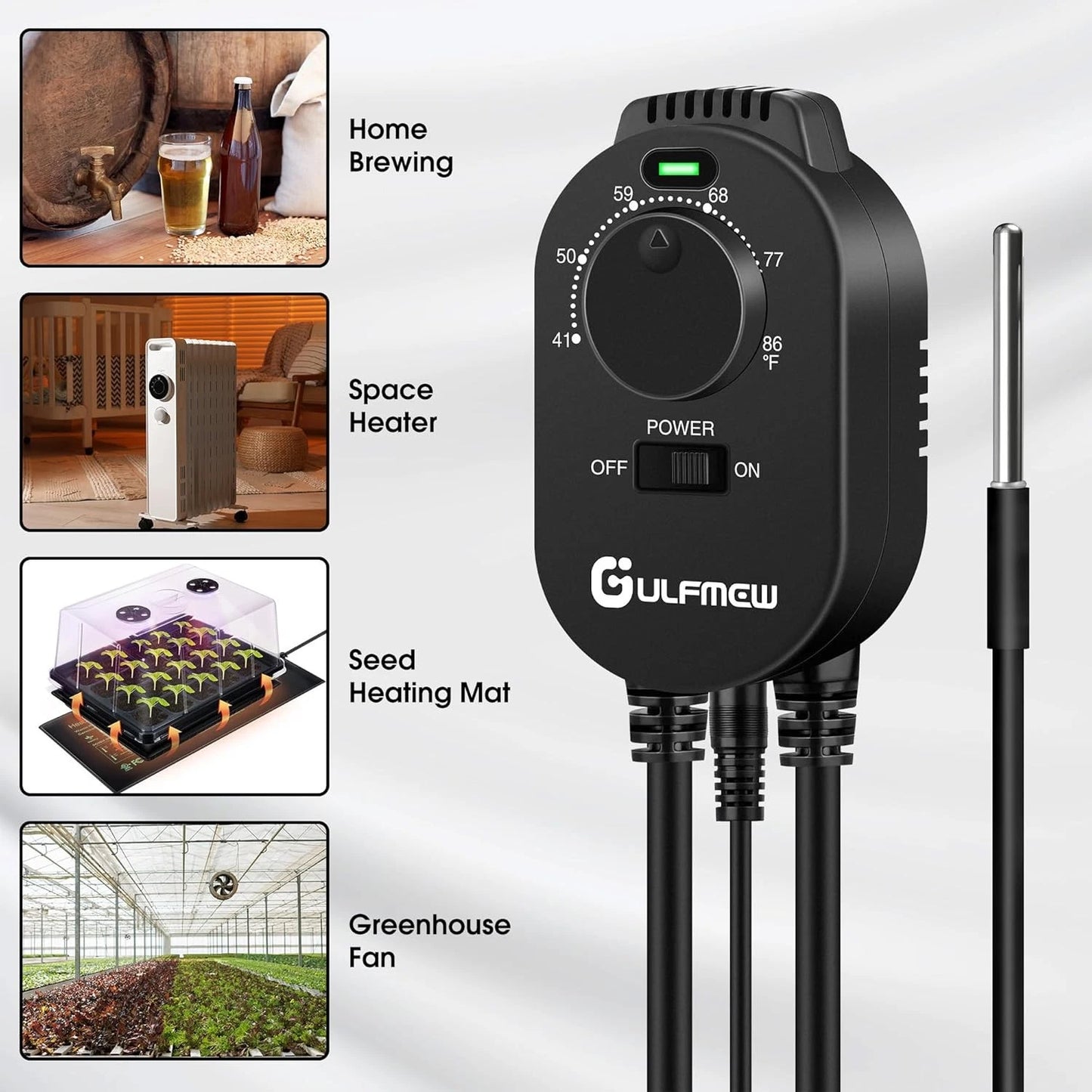 Thermostat Outlet for Heater, Temperature Controller with 4.9FT Black