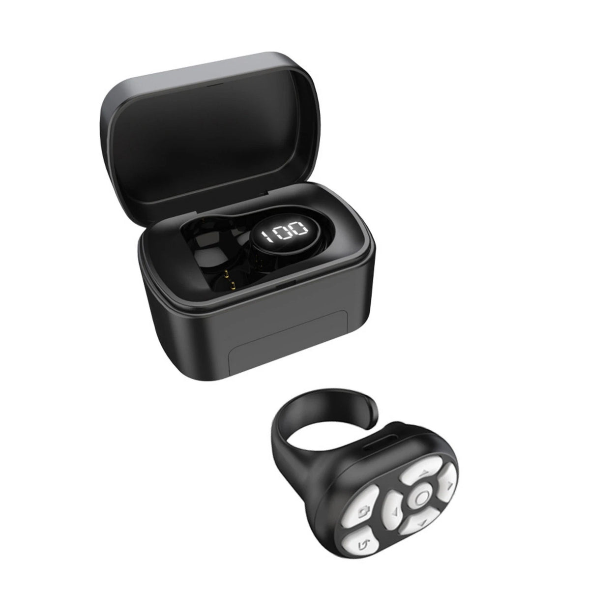 Mobile Phone Bluetooth Remoter Ring W/Charging Bin Efficient E-book Page Turner